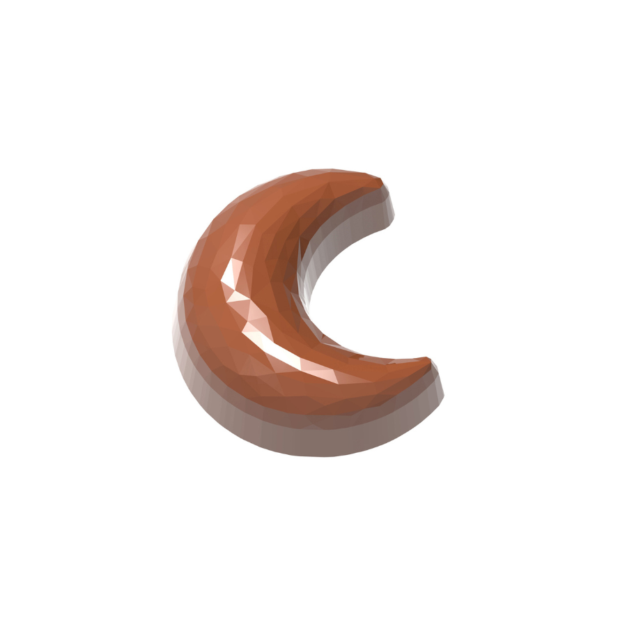 Chocolate World 21-cavity 11g faceted half moon chocolate mould - 35 x 31mm
