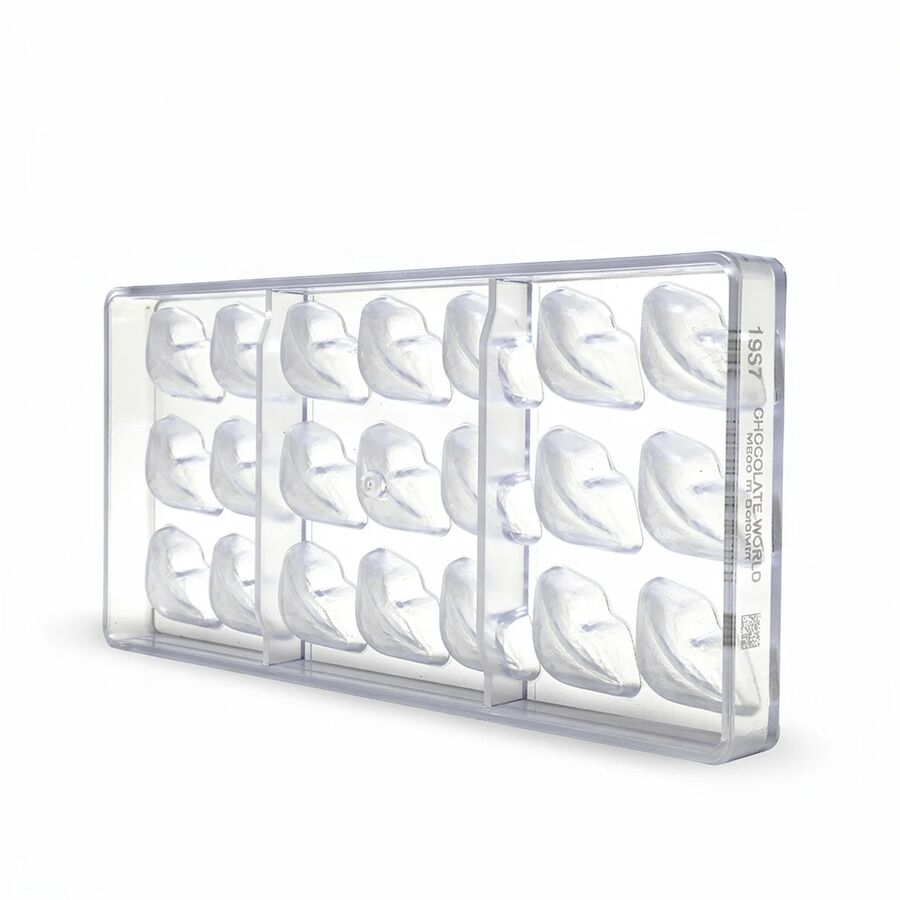 Chocolate World 21-cavity 8.5g faceted lips chocolate mould - 42 x 21.5mm