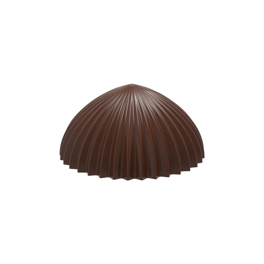 Chocolate World 21-cavity 8g pleated half sphere chocolate mould - 30.5 x 30.5mm
