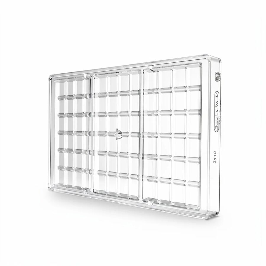 Chocolate World 3-cavity 90g rectangular tablet chocolate mould - 156 x 77mm