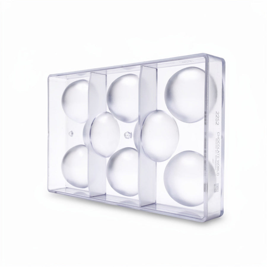 Chocolate World 8-cavity 2 x 71g half sphere chocolate mould - 59 x 29mm