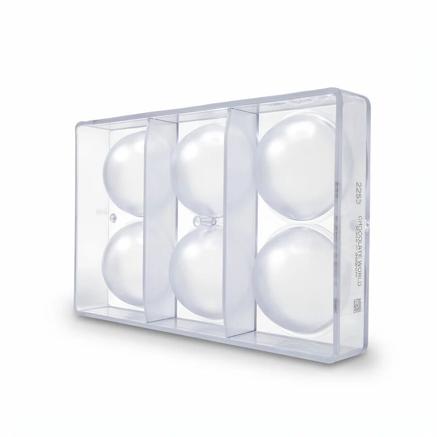 Chocolate World 6-cavity 2 x 113g half sphere chocolate mould - 70 x 35mm
