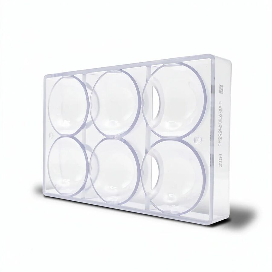 Chocolate World 6-cavity 2 x 162g half sphere chocolate mould - 80 x 40mm