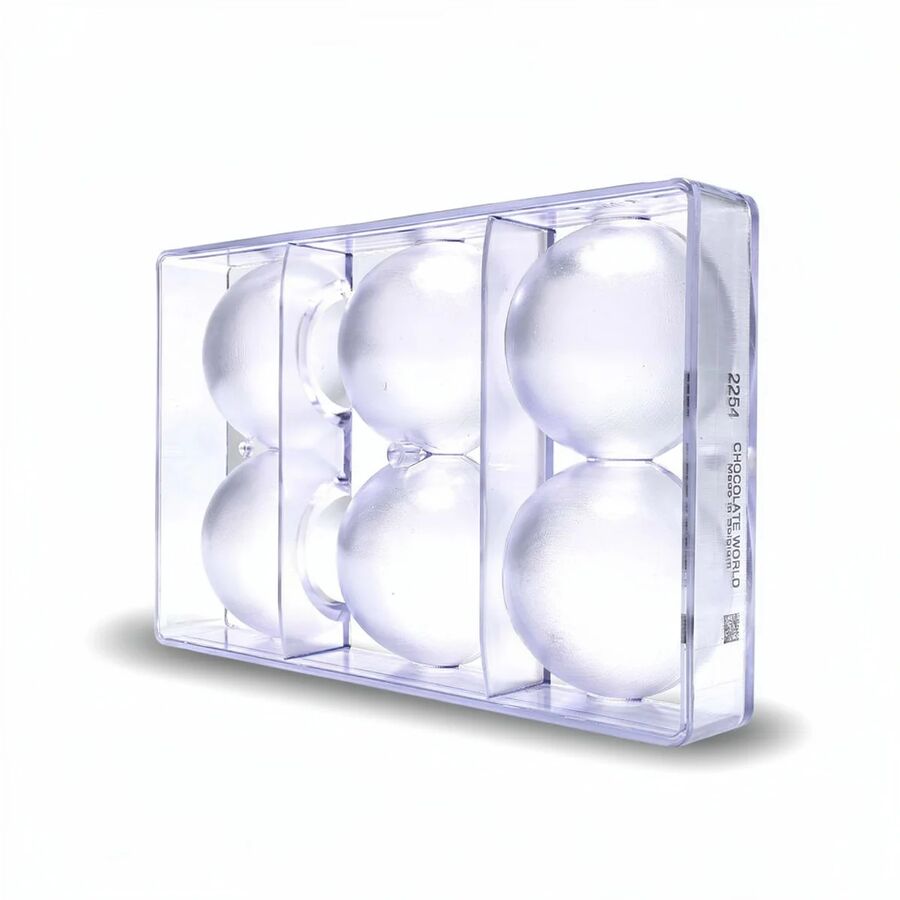 Chocolate World 6-cavity 2 x 162g half sphere chocolate mould - 80 x 40mm