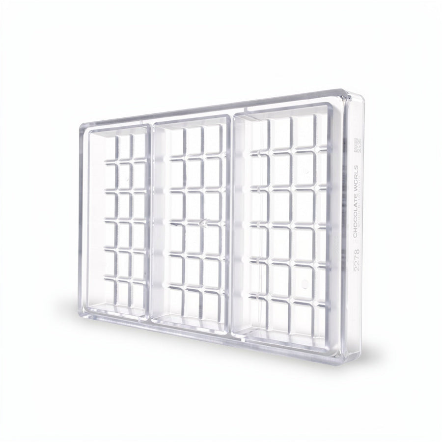 Chocolate World 3-cavity 240g tablet chocolate mould - 155 x 77mm