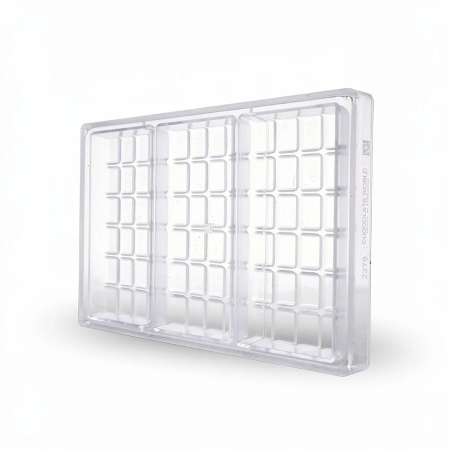 Chocolate World 3-cavity 240g tablet chocolate mould - 155 x 77mm