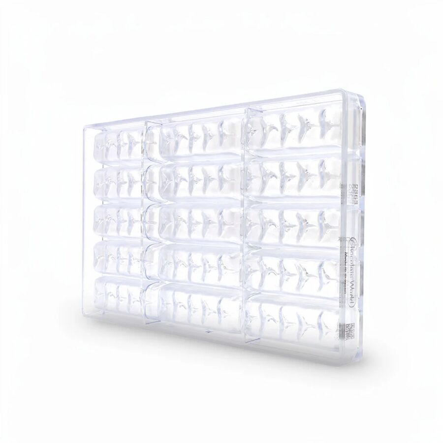 Chocolate World 15-cavity 39g medium enrobed bar chocolate mould - 84 x 26mm