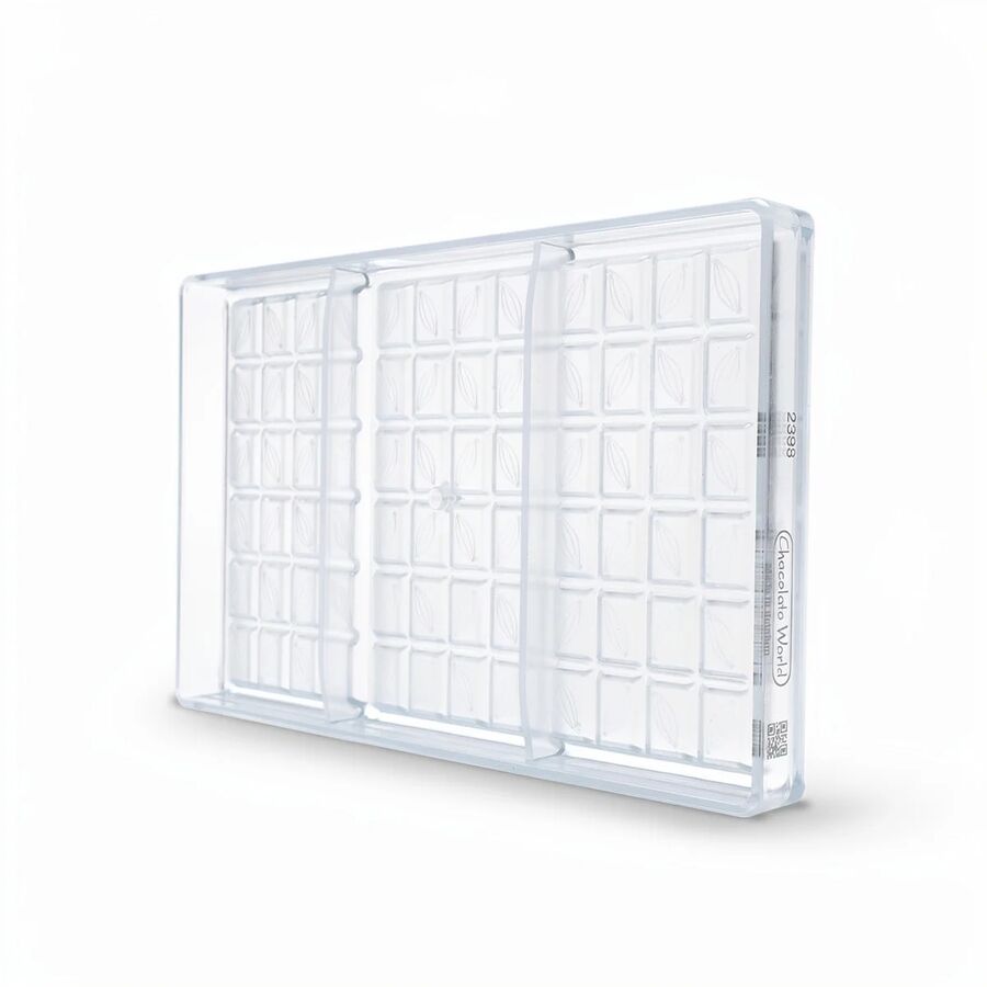 Chocolate World 3-cavity 93g cocoa bean tablet chocolate mould - 156 x 77mm