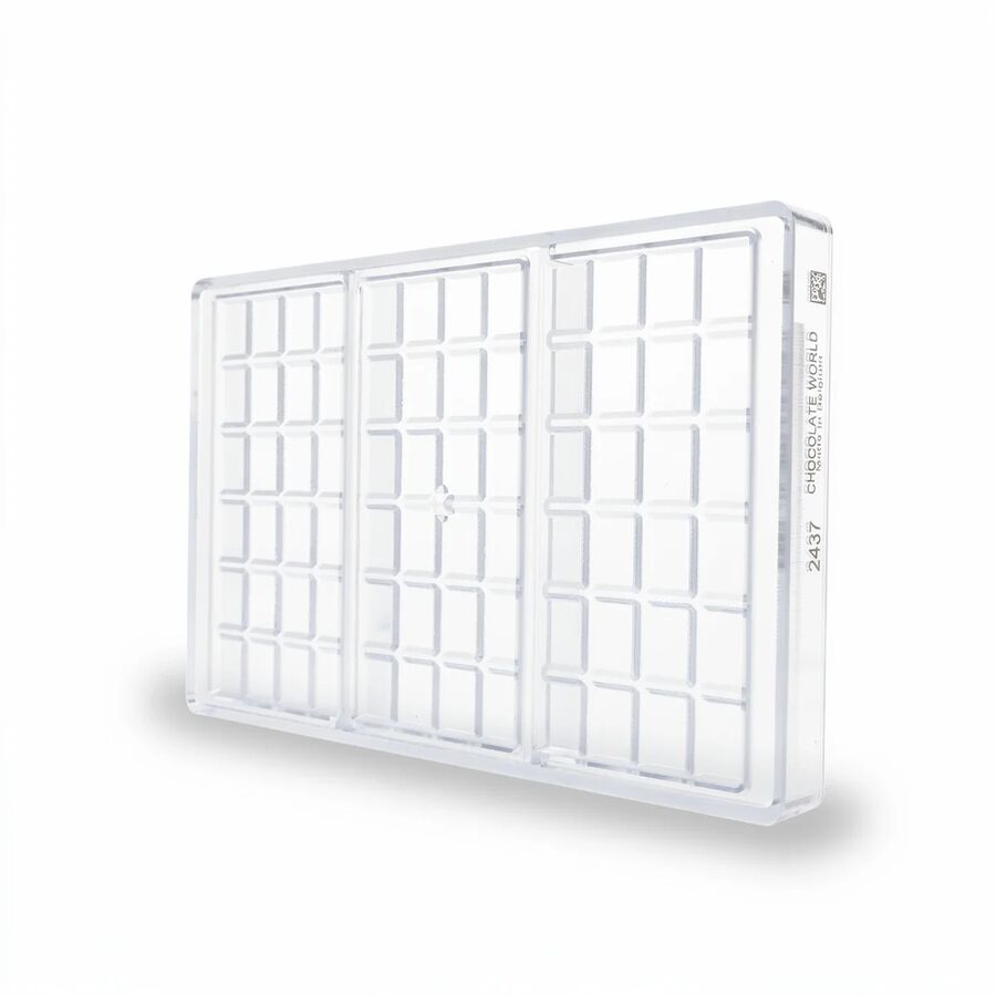 Chocolate World 3-cavity 60g rectangle tablet chocolate mould - 156 x 77 x 5mm