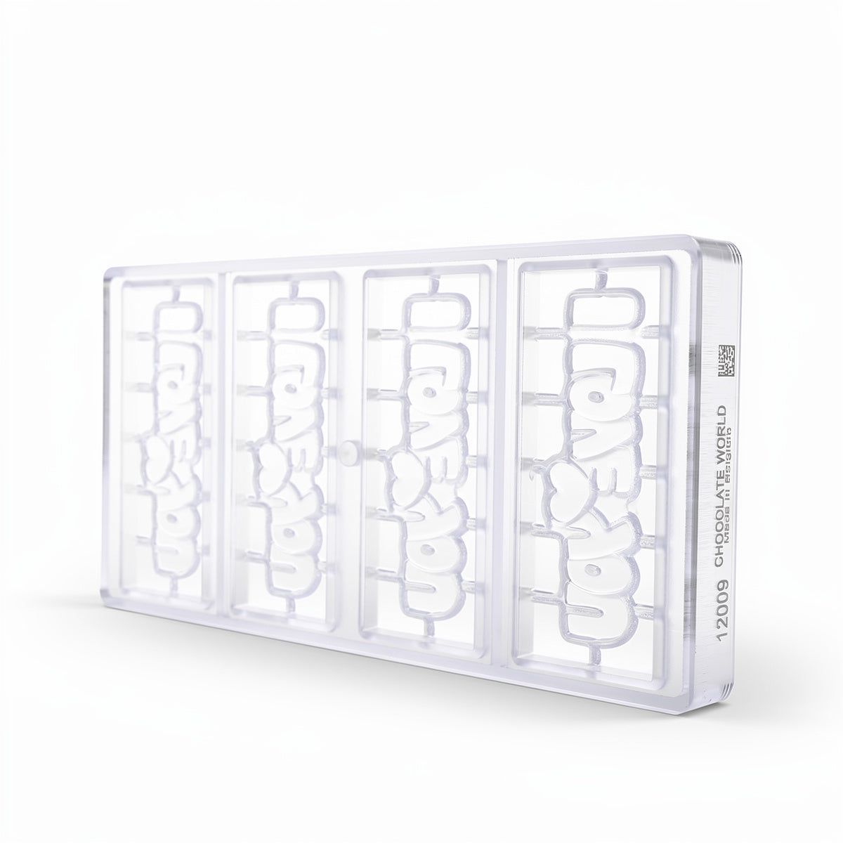 Chocolate World 4-cavity 45g I Love You tablet chocolate mould - 118 x 50mm