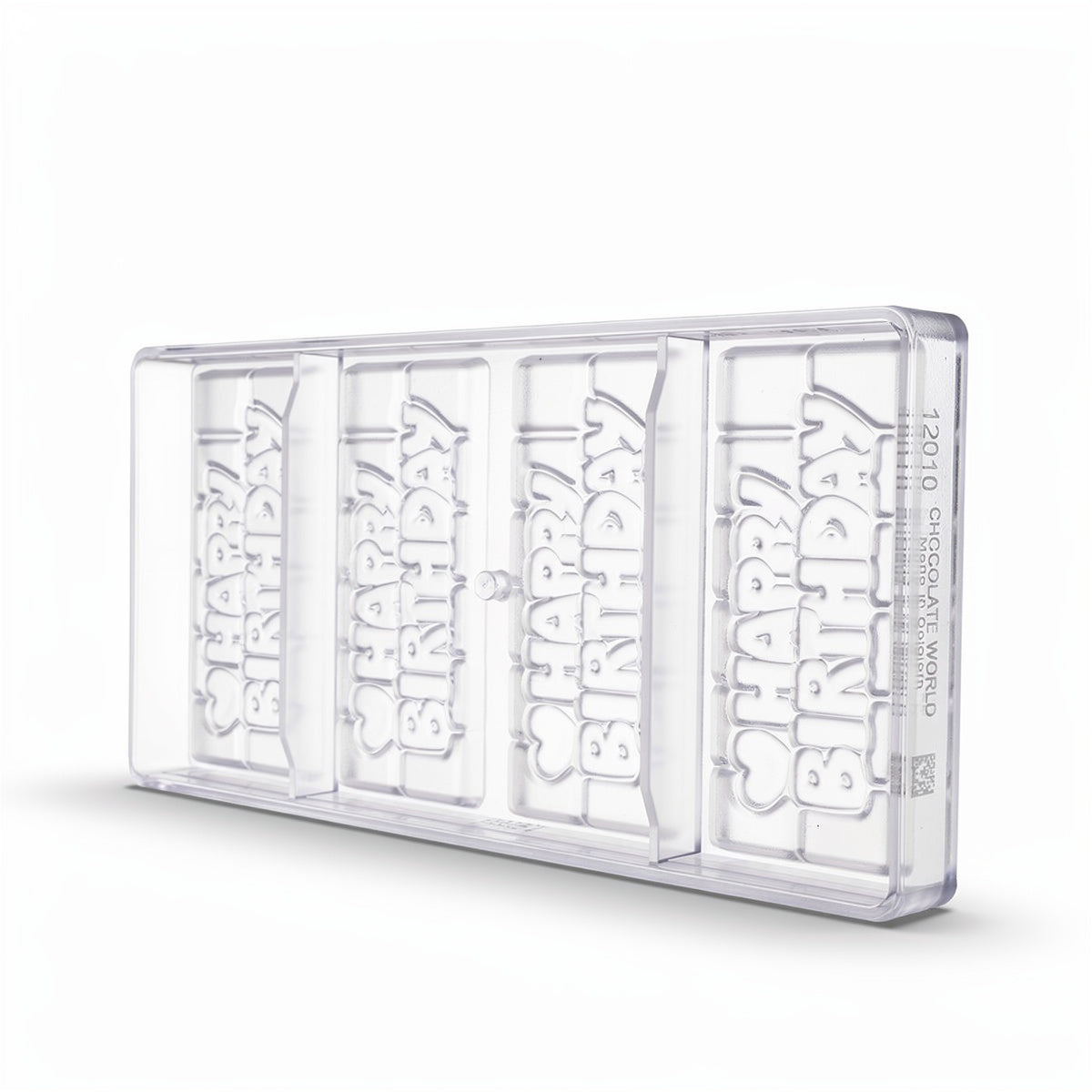 Chocolate World 4-cavity 45g Happy Birthday tablet chocolate mould - 118 x 50mm