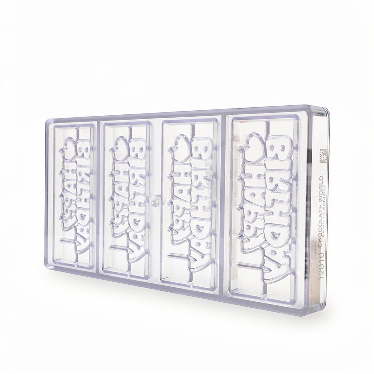 Chocolate World 4-cavity 45g Happy Birthday tablet chocolate mould - 118 x 50mm