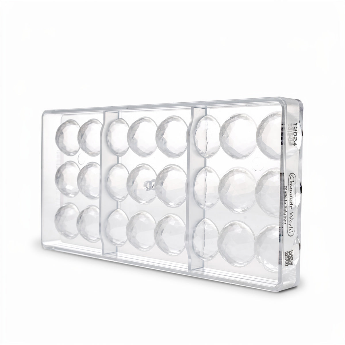 Chocolate World 24-cavity 8.5g faceted half sphere chocolate mould - 30 x 30mm