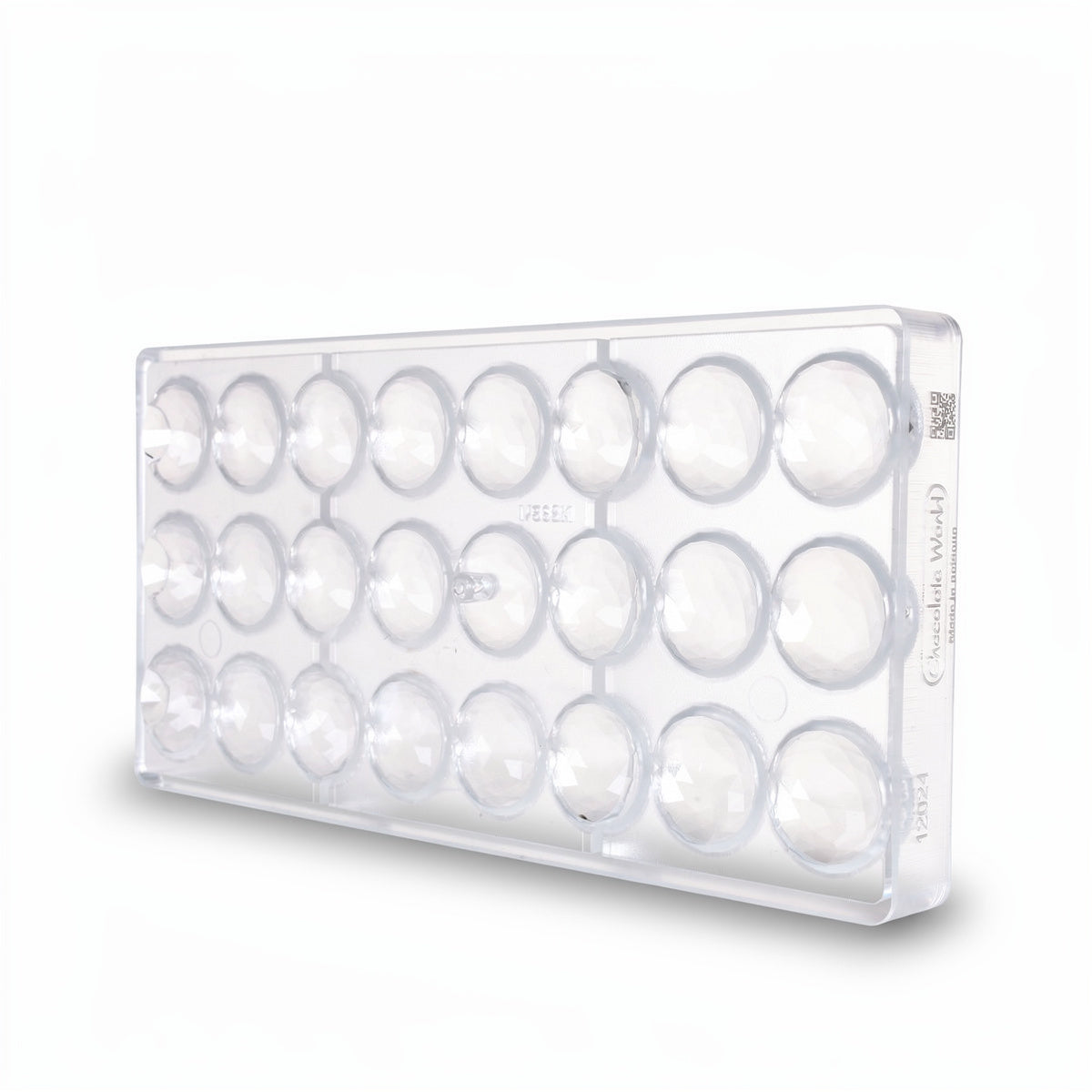 Chocolate World 24-cavity 8.5g faceted half sphere chocolate mould - 30 x 30mm