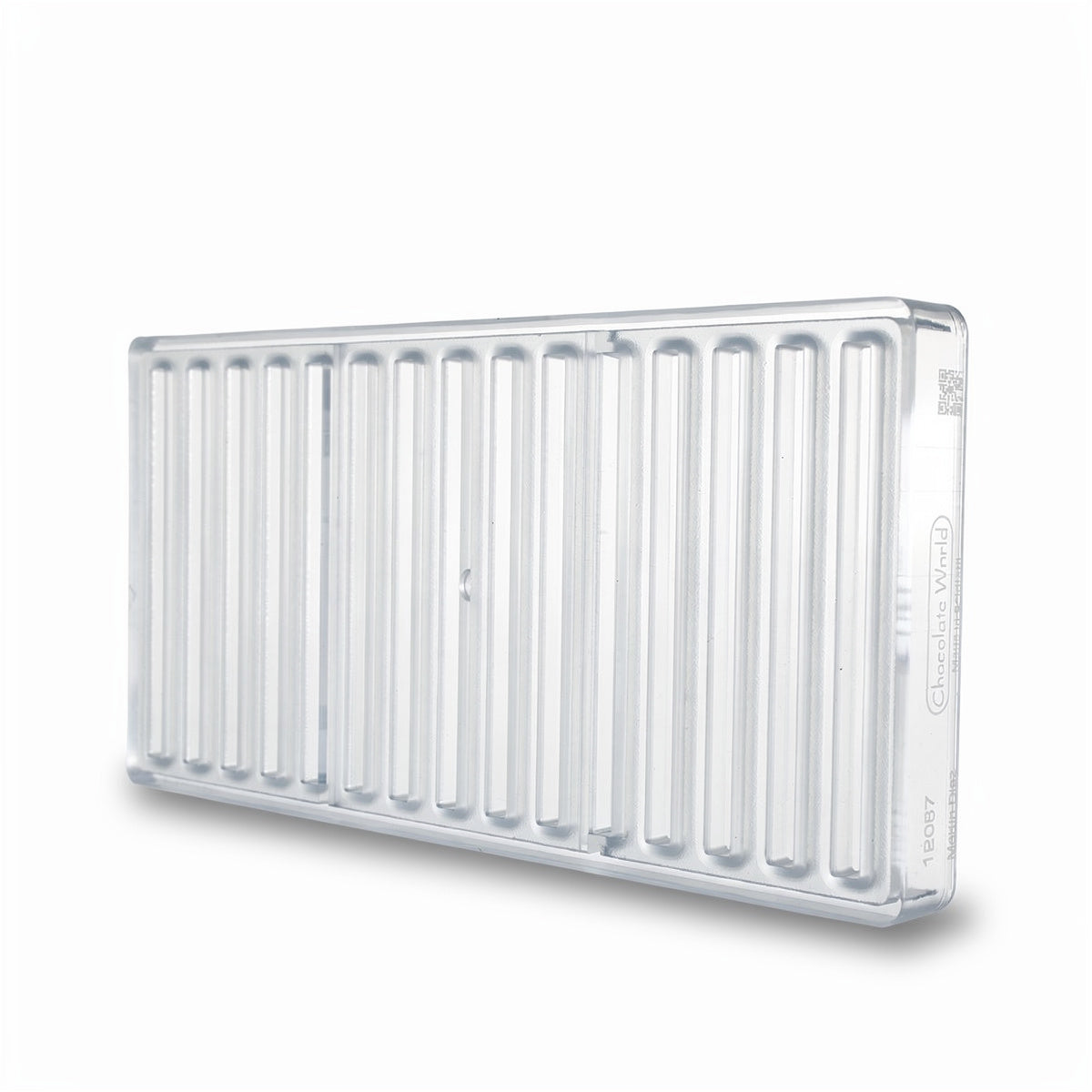Chocolate World 15-cavity 7g rectangular snack bar chocolate mould by Martin Diez - 115 x 7mm