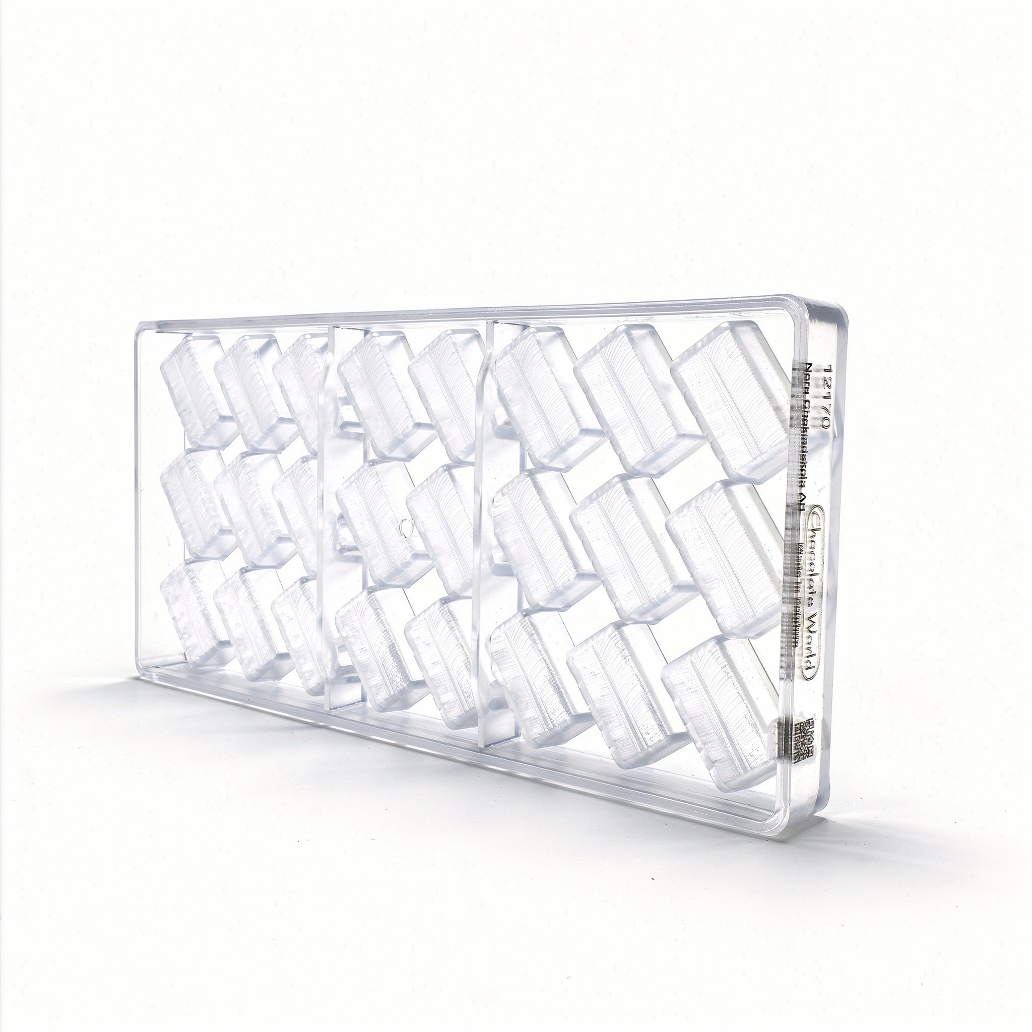 Chocolate World 24-cavity 11g banana leaf block chocolate mould by Nora Chokladskola - 34 x 18mm