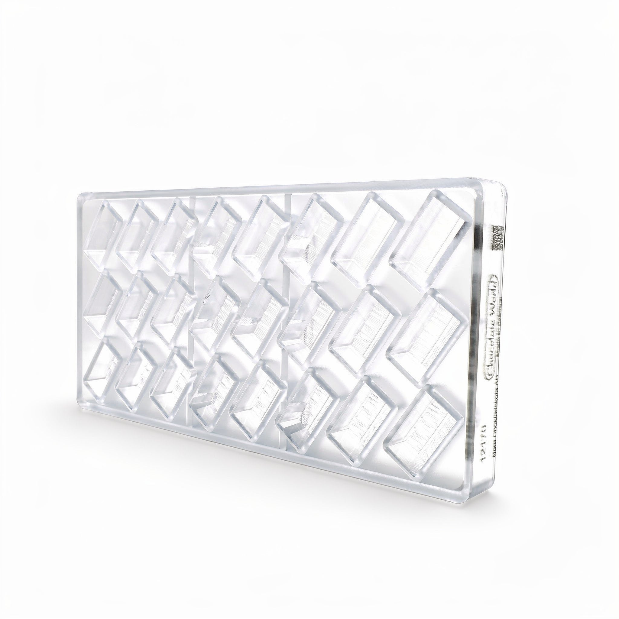 Chocolate World 24-cavity 11g banana leaf block chocolate mould by Nora Chokladskola - 34 x 18mm