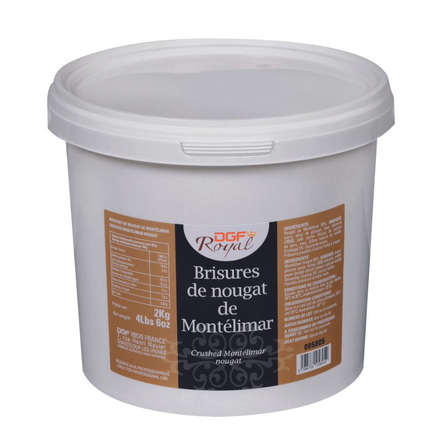 Dgf industries crushed montelimar nougat chips - 2kg