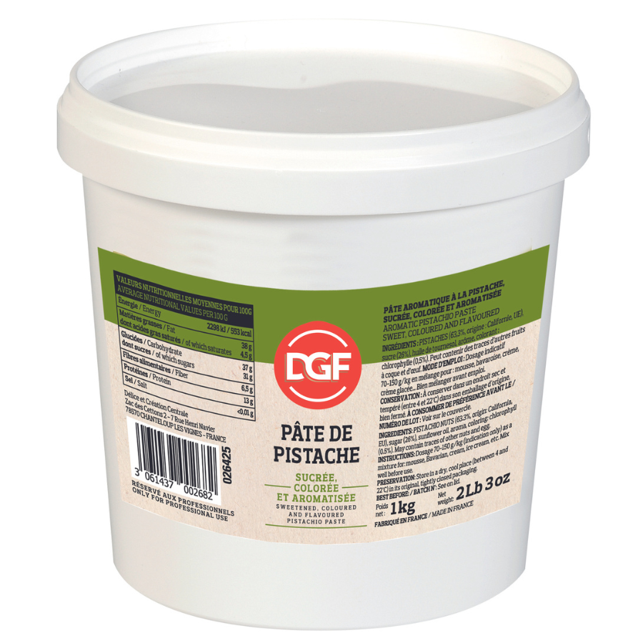 Dgf industries coloured & flavoured pistachio paste (63%) - 1kg