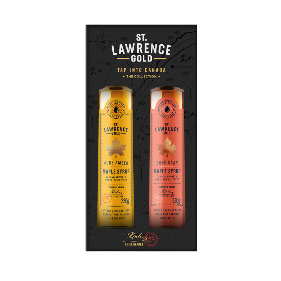 St Lawrence Gold gift box amber & dark maple syrup - 330g x 2