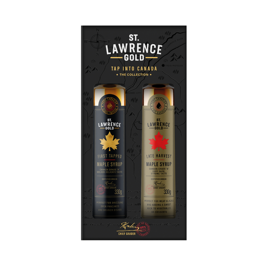 St Lawrence Gold gift box first tapped & late harvest maple syrup - 330g x 2