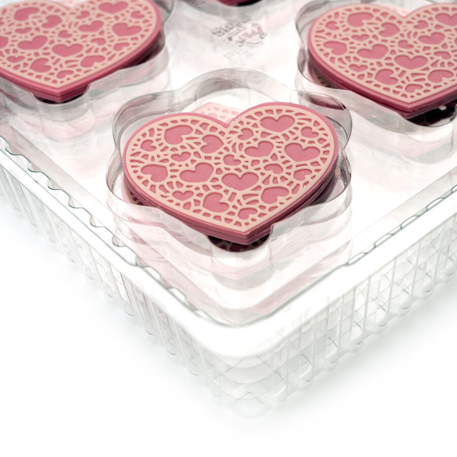 Dobla heart pink-white layered - 96 pieces  