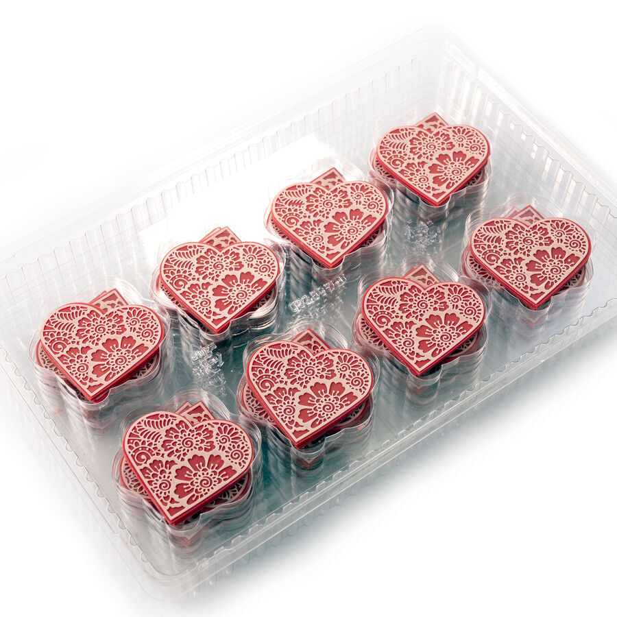 Dobla heart layered red white - 96 pieces  