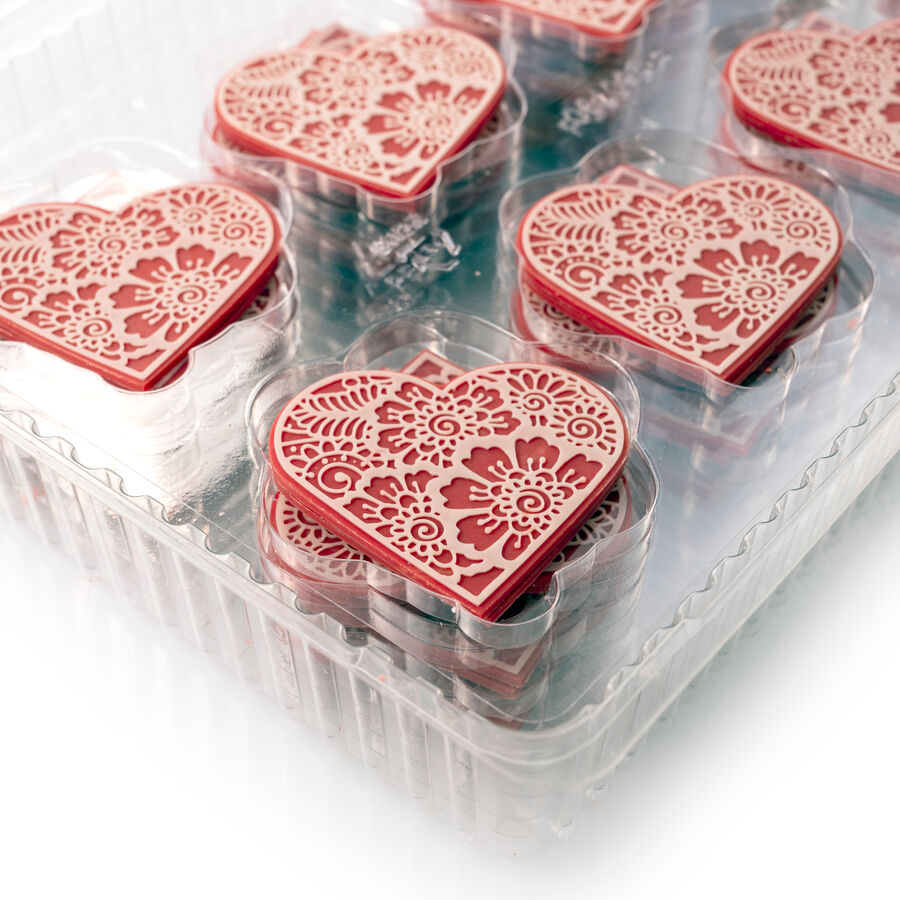 Dobla heart layered red white - 96 pieces  