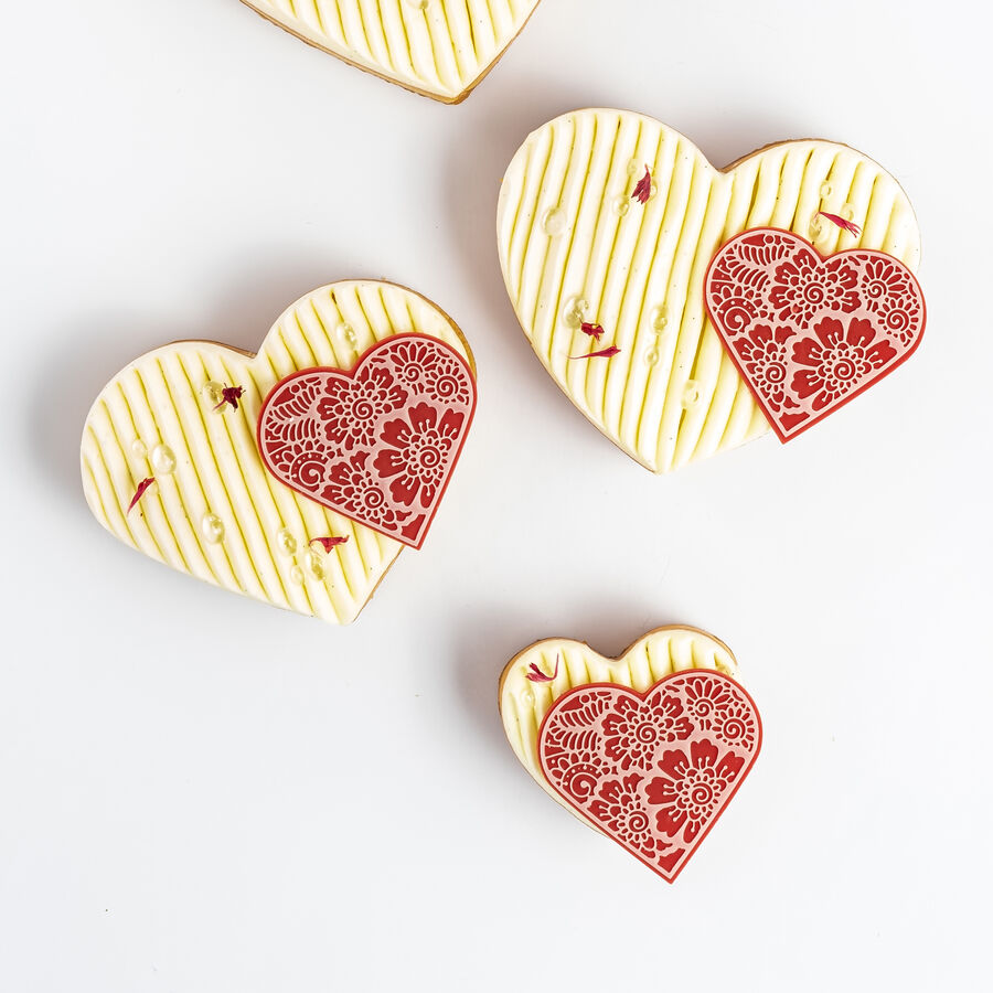 Dobla heart layered red white - 96 pieces  