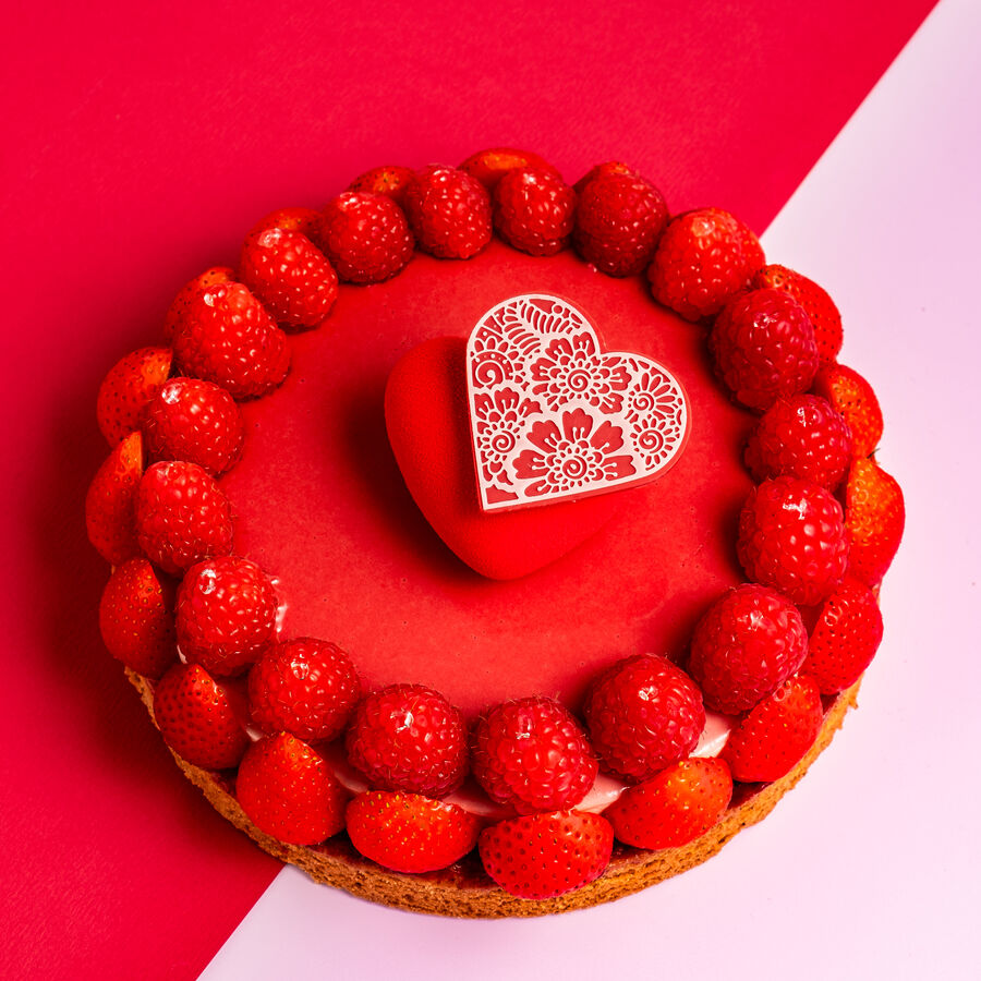 Dobla heart layered red white - 96 pieces  