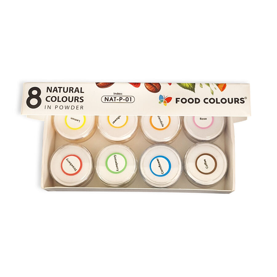 Food Colours | Watersoluble natural powder colour set | 8x2.5g