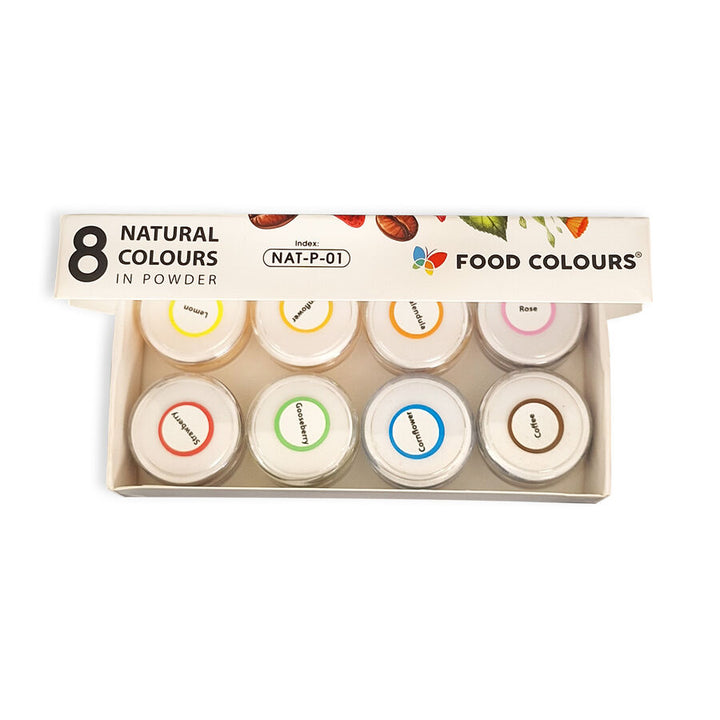 Food Colours | Watersoluble natural powder colour set | 8x2.5g