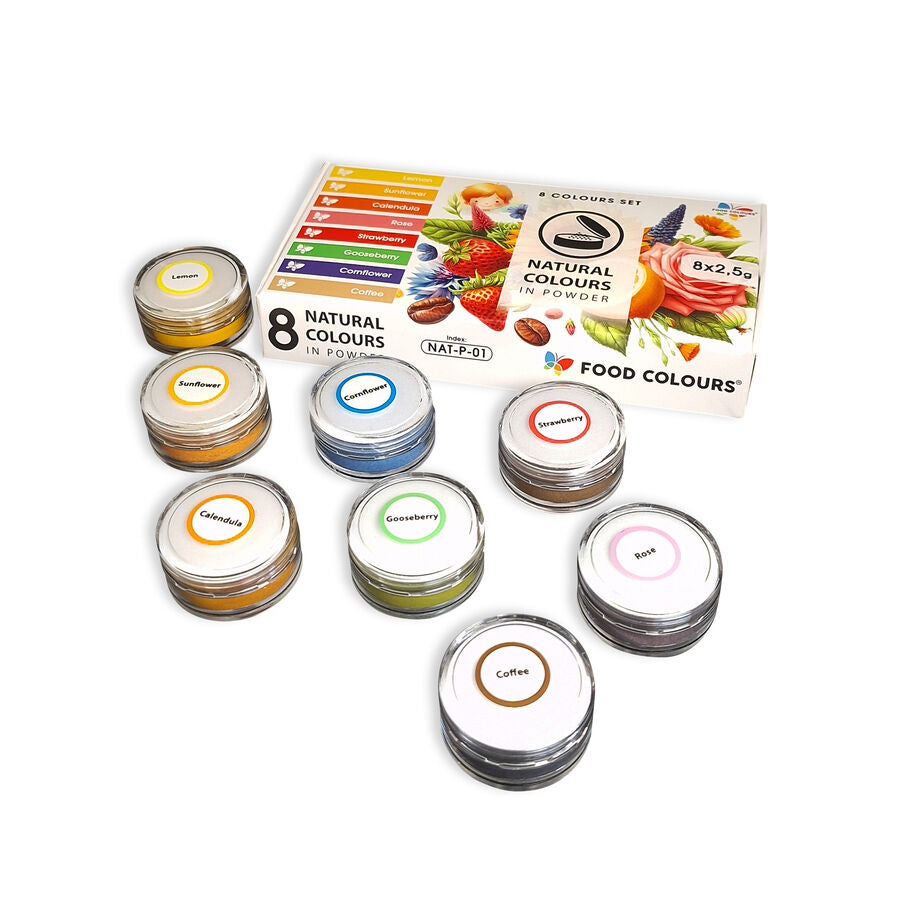 Food colours watersoluble natural powder colour set - 8x2.5g