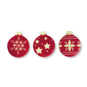 Hillbo | White chocolate Christmas red bauble - 3 designs | 135 pieces