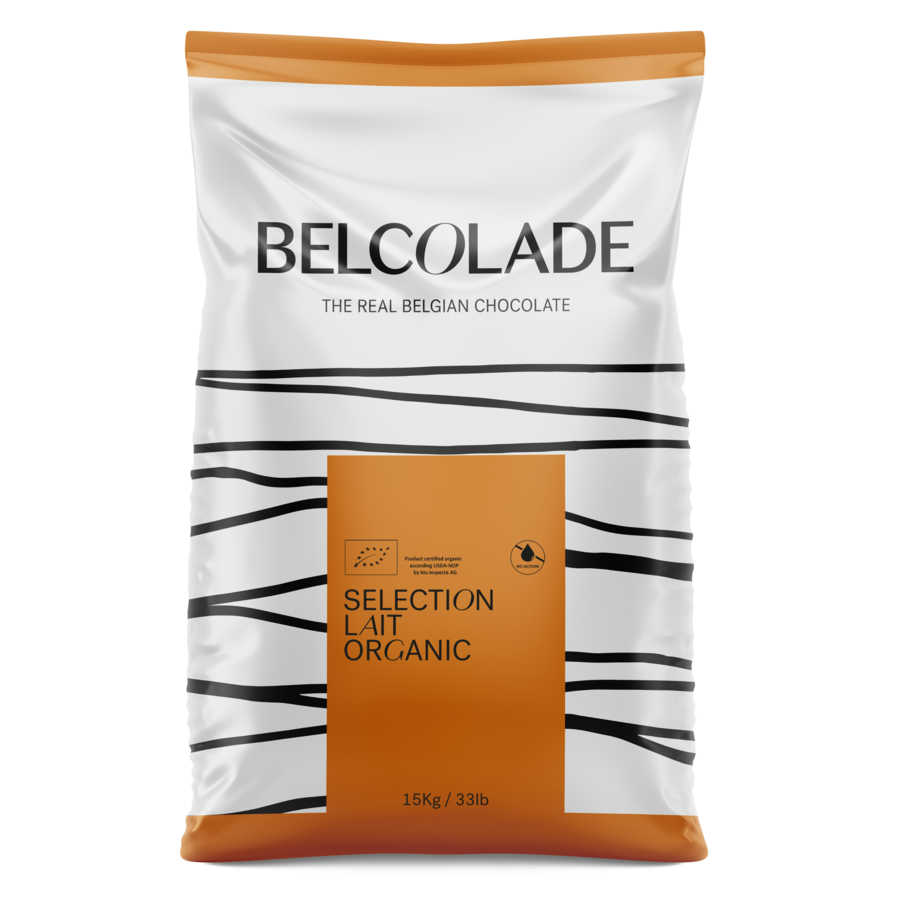 Belcolade organic milk chocolate (39%) buttons - 15kg
