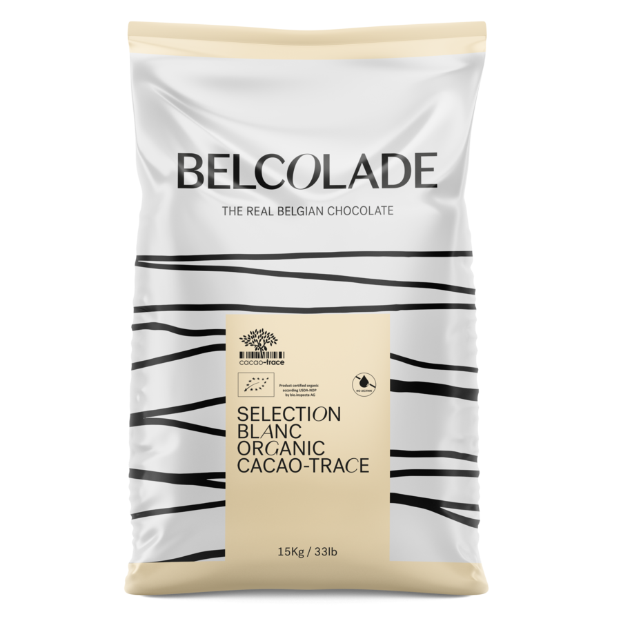 Belcolade organic white chocolate (34%) buttons - 15kg