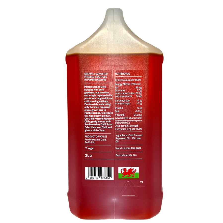 Pembrokeshire gold chilli infused rapeseed oil - 2 litres