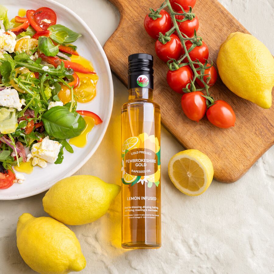 Pembrokeshire gold lemon infused rapeseed oil - 250ml & 2L