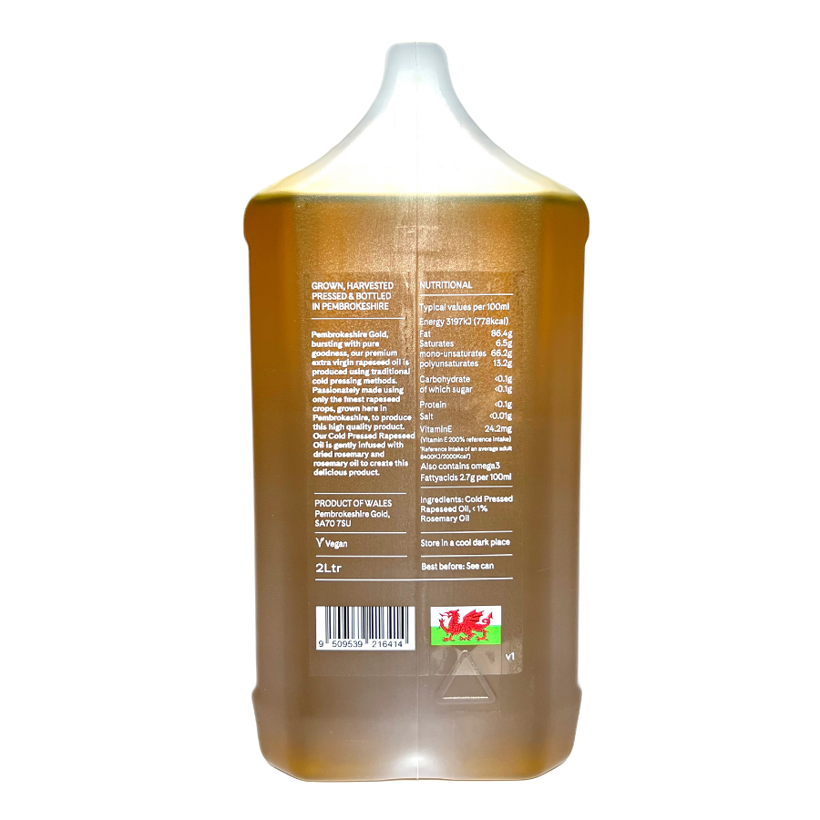 Pembrokeshire gold rosemary infused rapeseed oil - 2 litres