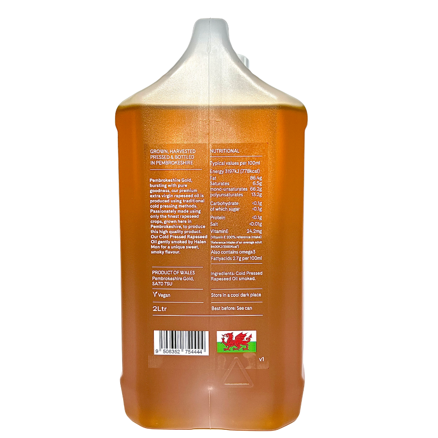 Pembrokeshire gold smoked rapeseed oil - 250ml & 2 litres
