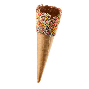 Tall rainbow sprinkles topped waffle cone (1 scoop)