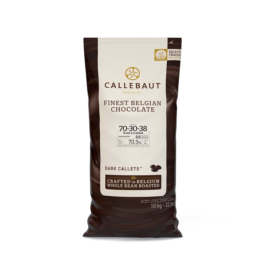 Callebaut dark chocolate 70.5% buttons 10kg packaging
