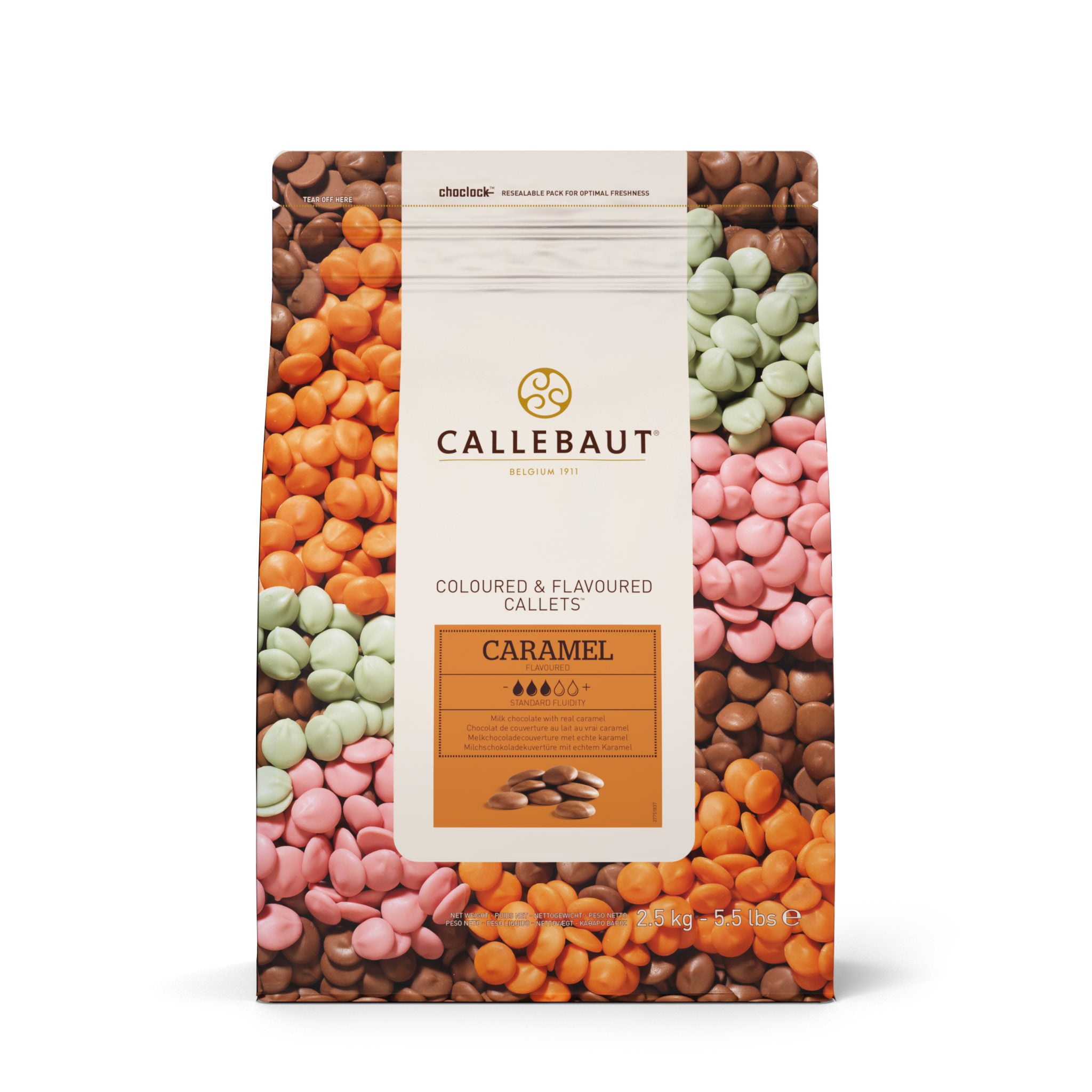 Callebaut  Caramel flavoured milk chocolate packaging