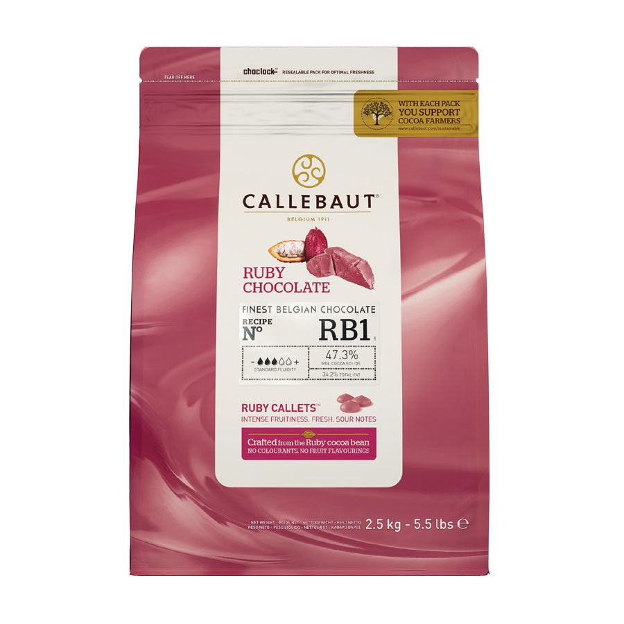 Callebaut ruby buttons packaging