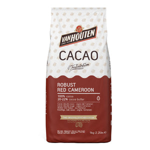Van Houten alkalised red cocoa powder packaging