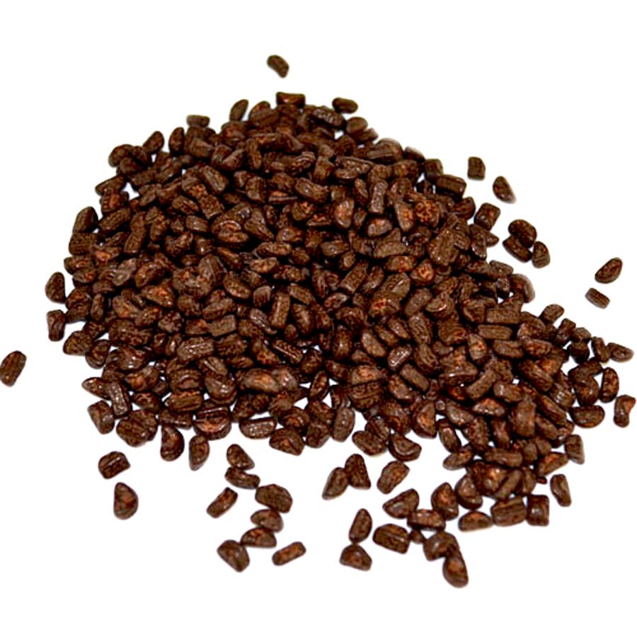 Shiny slivers of dark chocolate