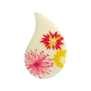 Chocolatree | White chocolate teardrop with a pink flower design | 80 pieces
