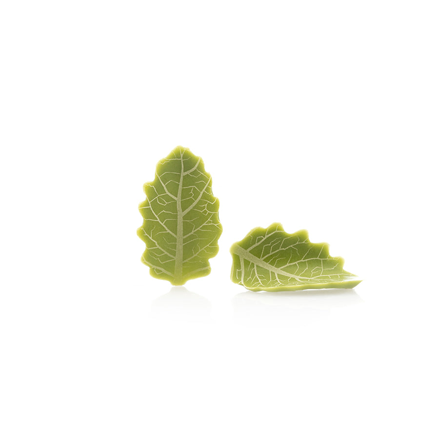 Dobla green coloured white chocolate curvy green leaf - 144 pieces