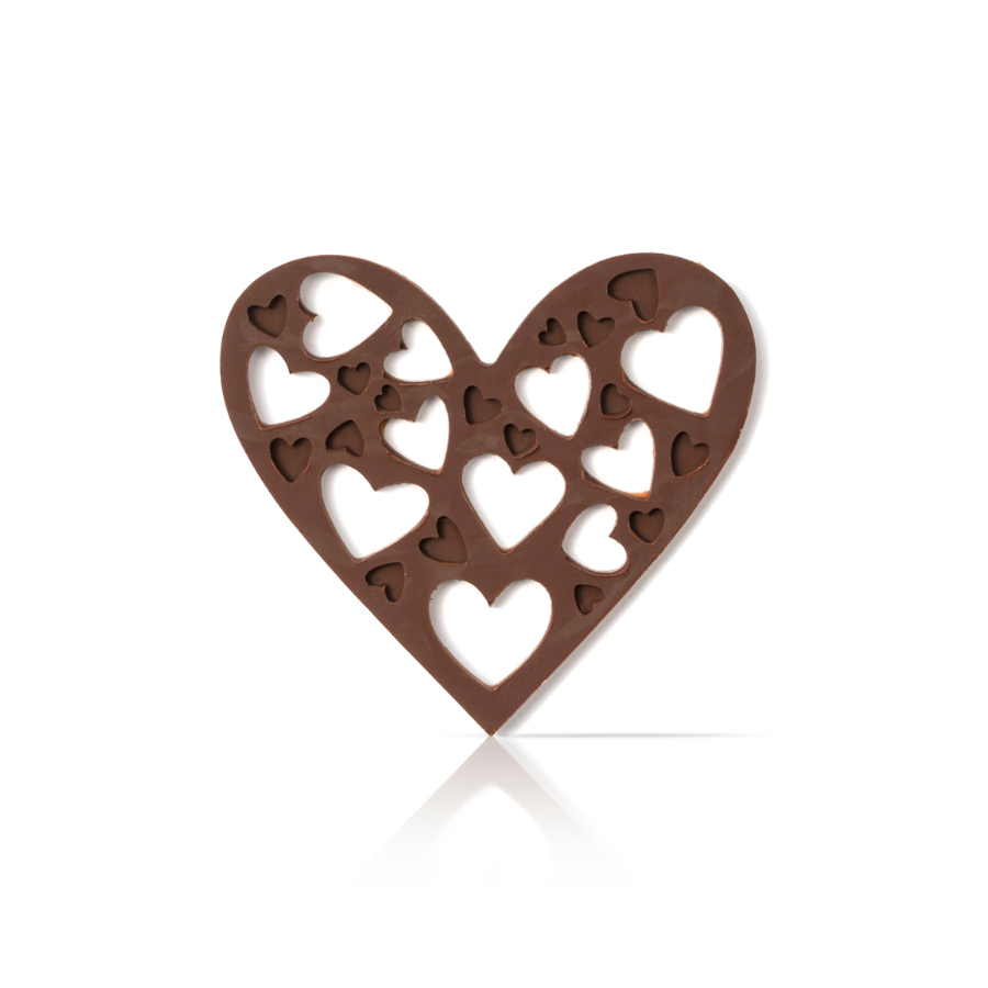 Dobla I Dark chocolate lace heart I 96 pieces