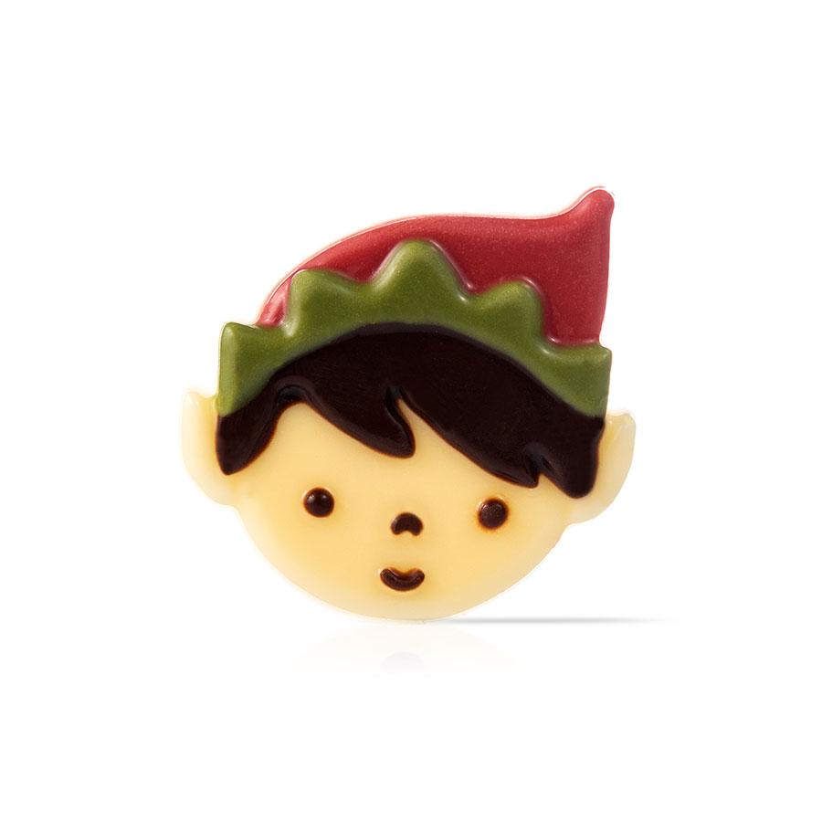 Dobla | Dark and white chocolate Christmas elf face with coloured effect | 90 pieces